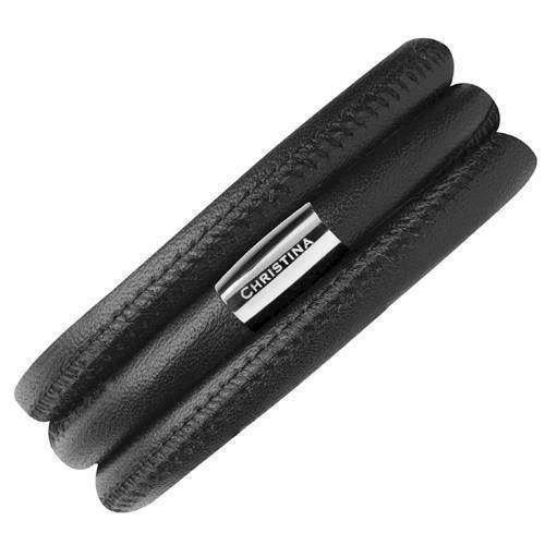 Image of Sort læder armbånd fra Christina Collect, 30 cm